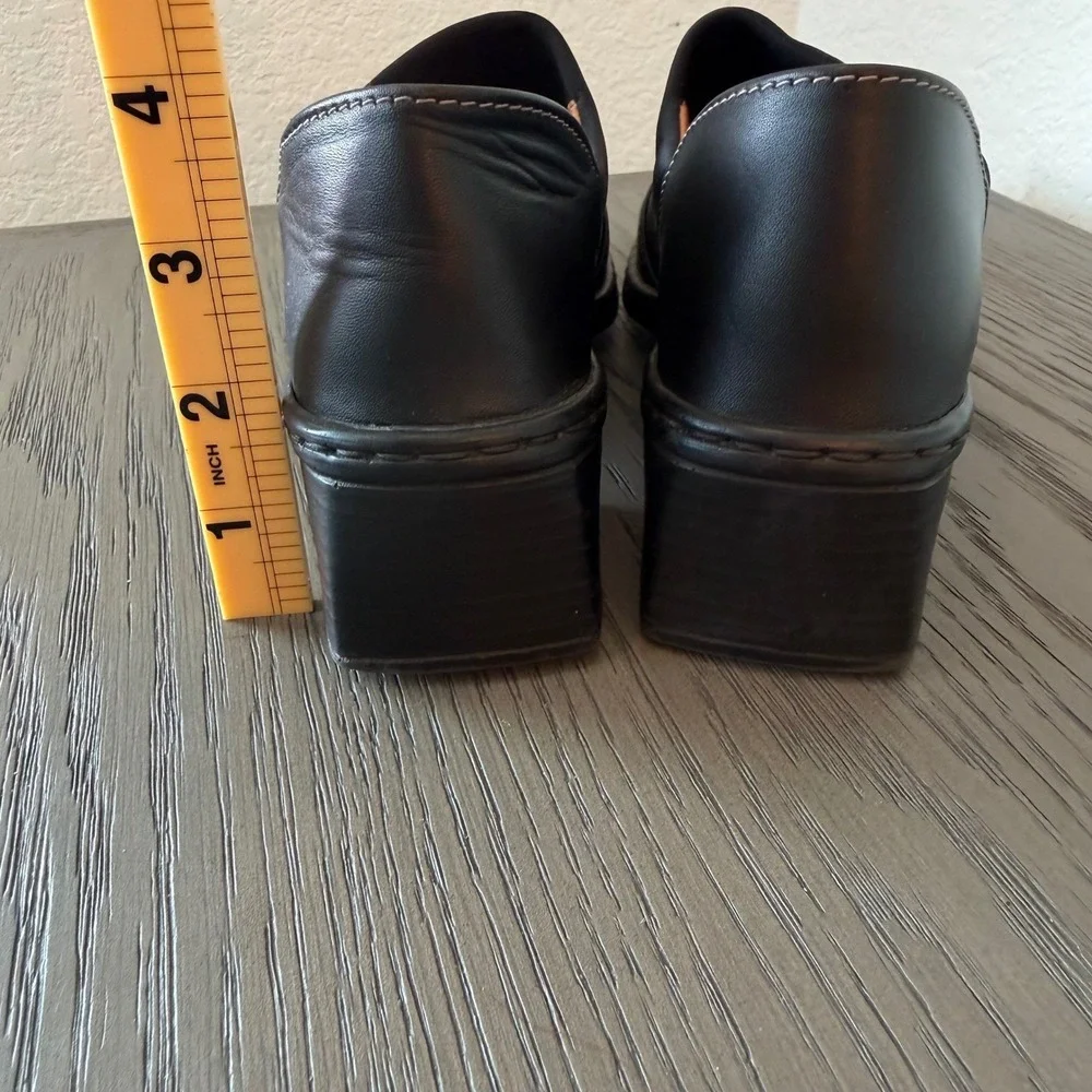 Josef Seibel Black Leather Square‎ Toe Block Heel Comfort Loafers Shoes EU 37
